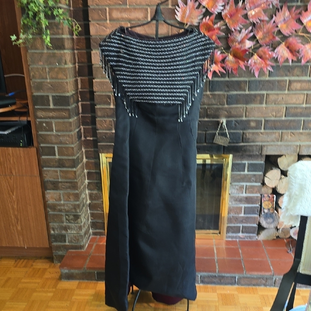 Holt Renfrew - Vintage Silk Black Evening Dress with Exquisite Beadwork​​
